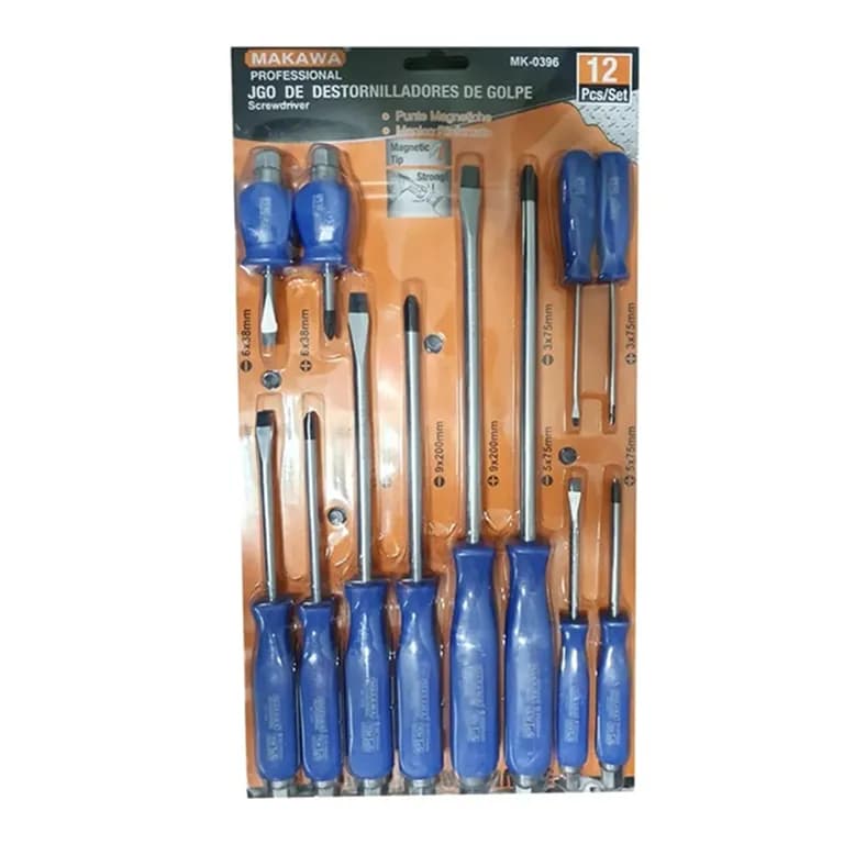 Kit Set Juego De Destornilladores De Golpe 12 Piezas