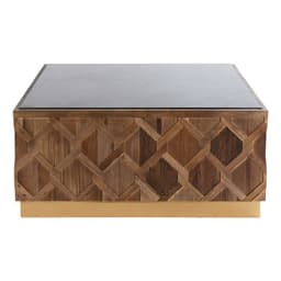 Mesa de Centro Gurun madera de olmo y marmol 46x100x100