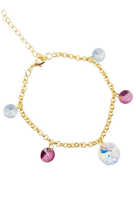 Pulsera Nepal Gold 24k creado con cristales de Swarovski Antique Pink Dorado TALLA UNICA