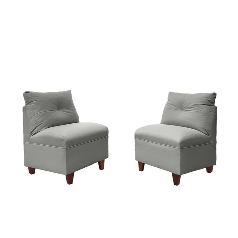 PAR BUTACAS MATEO CHENILLE PATA MADERA 1C Gris humo