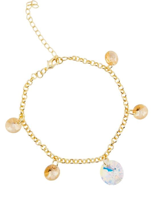 Pulsera Nepal Gold 24K creado con cristales de Swarovski Golden Shadow Dorado TALLA UNICA