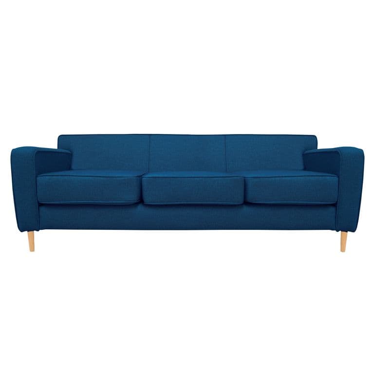 SOFA LILEN CHENILLE TIPO LINO AZUL 3 CUERPOS