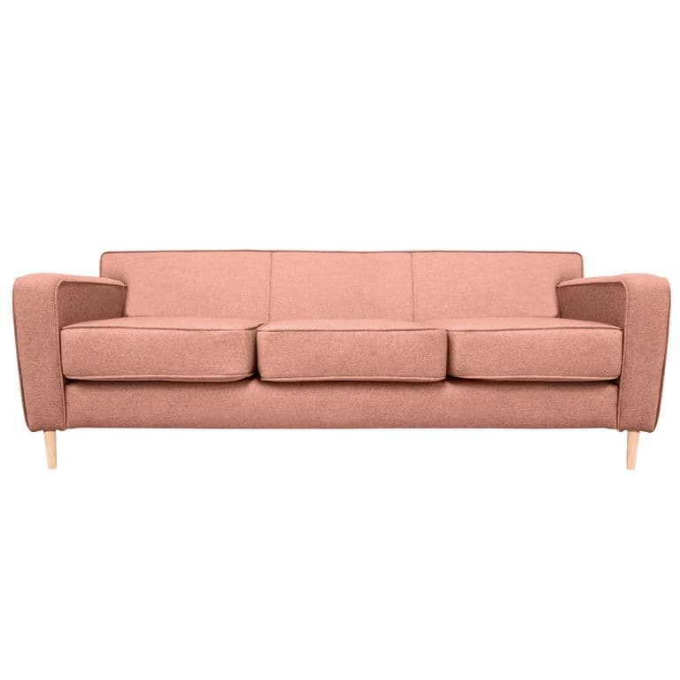 SOFA LILEN CHENILLE TIPO LINO PALO ROSA 3 CUERPOS