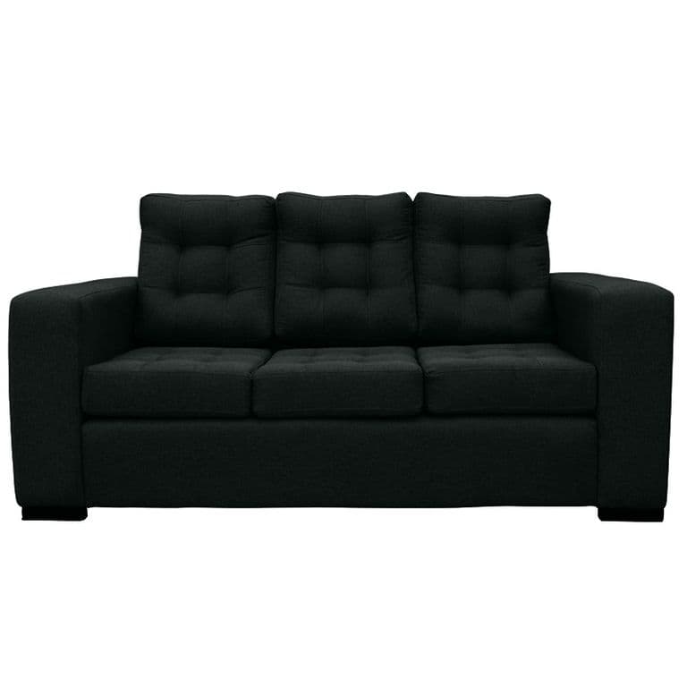 SOFA ANTU CHENILLE TIPO LINO NEGRO 3 CUERPOS