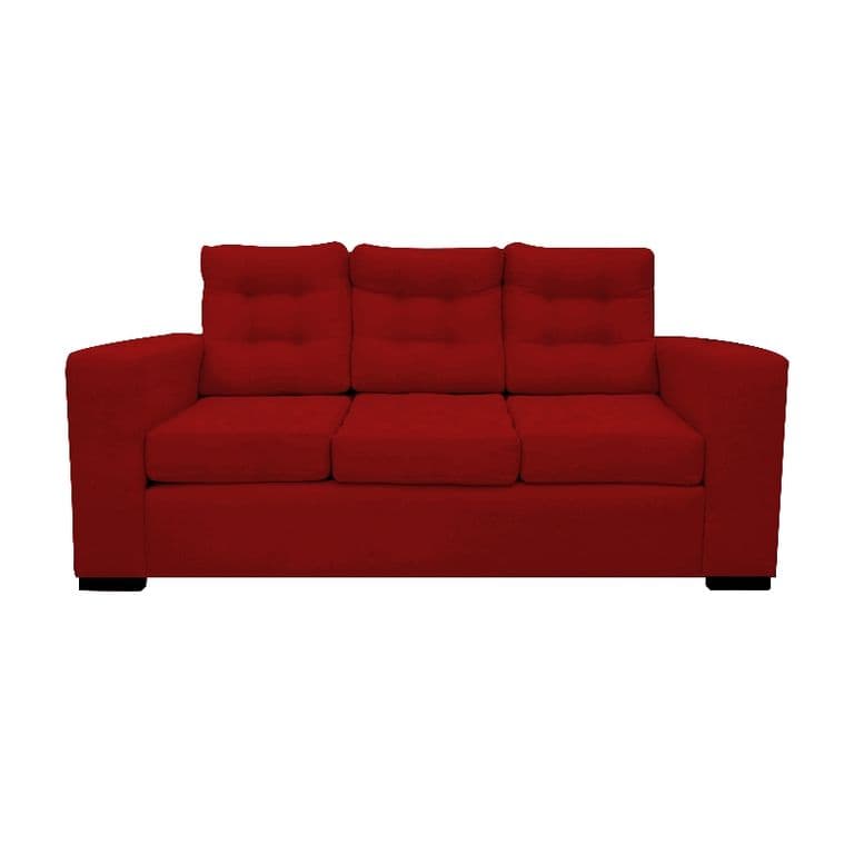 SOFA ANTU CHENILLE TIPO LINO ROJO 3 CUERPOS