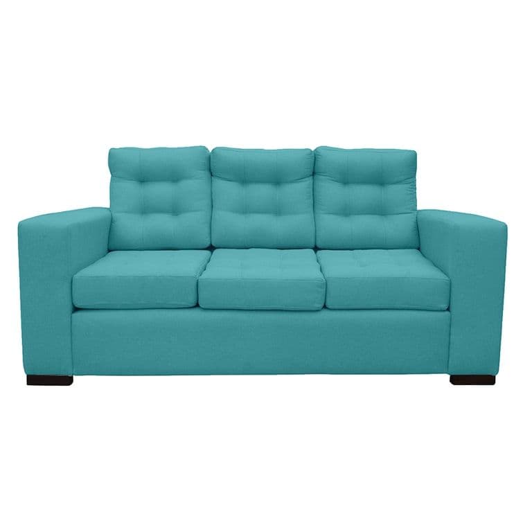 SOFA ANTU CHENILLE TIPO LINO TURQUESA 3 CUERPOS