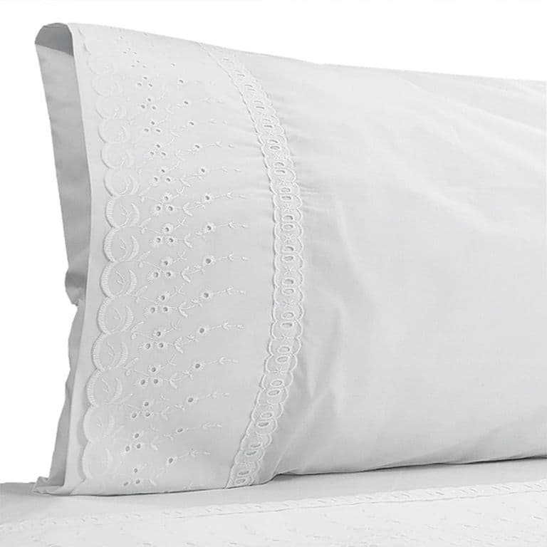 Juego De Sabanas 1 Plaza Broderie Clasico Blanco 200 Hilos