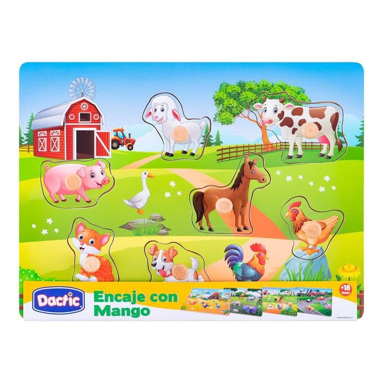 ENCAJE CON MANGO ANIMAL GRANJA MADERA