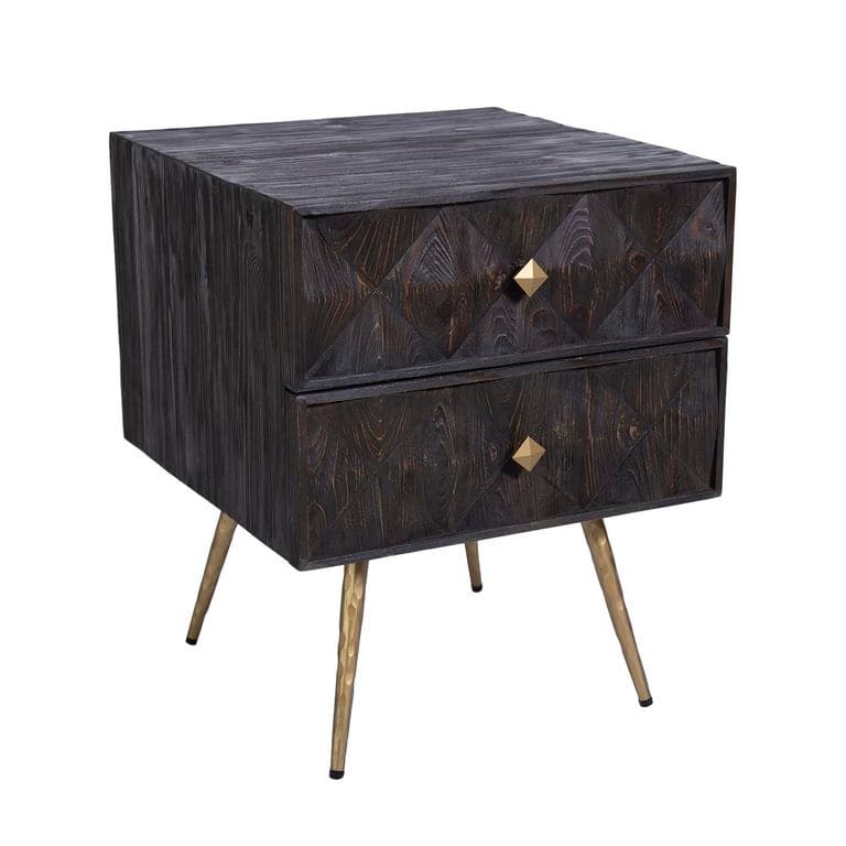 Velador Bulgan madera color carbon y patas de acero 60x50x50