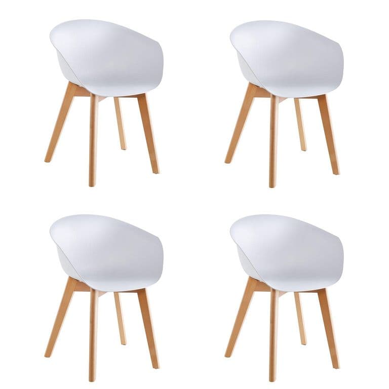 Pack x4 Sillas de Comedor con Apoyabrazos Tulip Blanca - Blanco