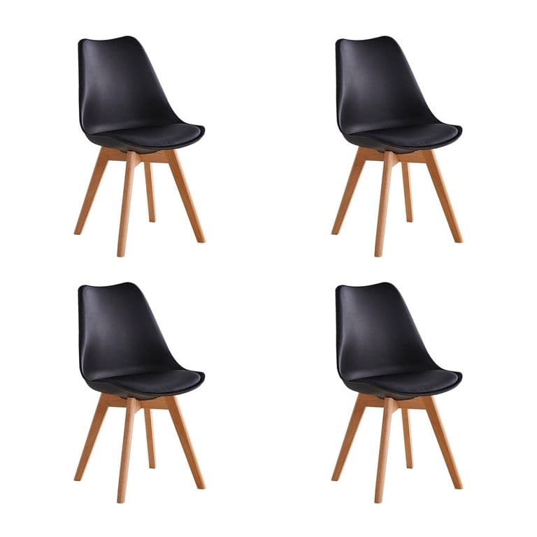 Pack x4 Sillas de Comedor Tulip Negra - Negro Negro