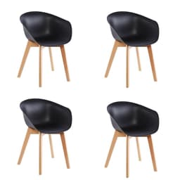 Pack x4 Sillas de Comedor con Apoyabrazos Tulip Negra - Negro