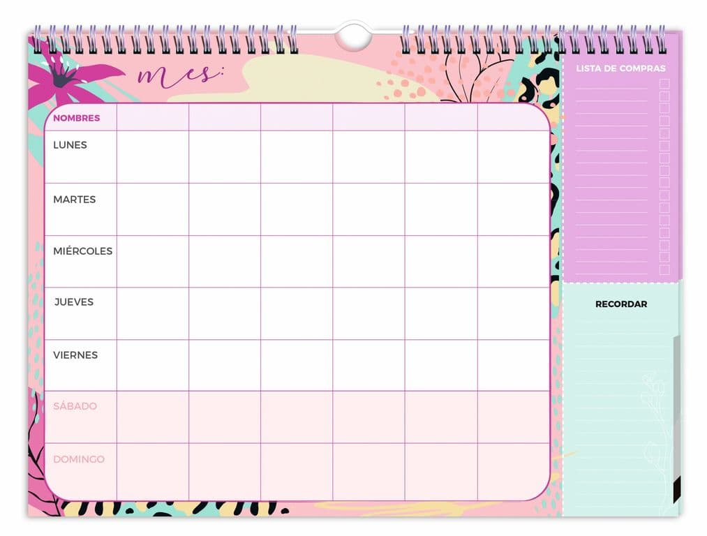 Calendario Agenda Planificador Familiar Mes Con Lapiz 34h 39x31cm