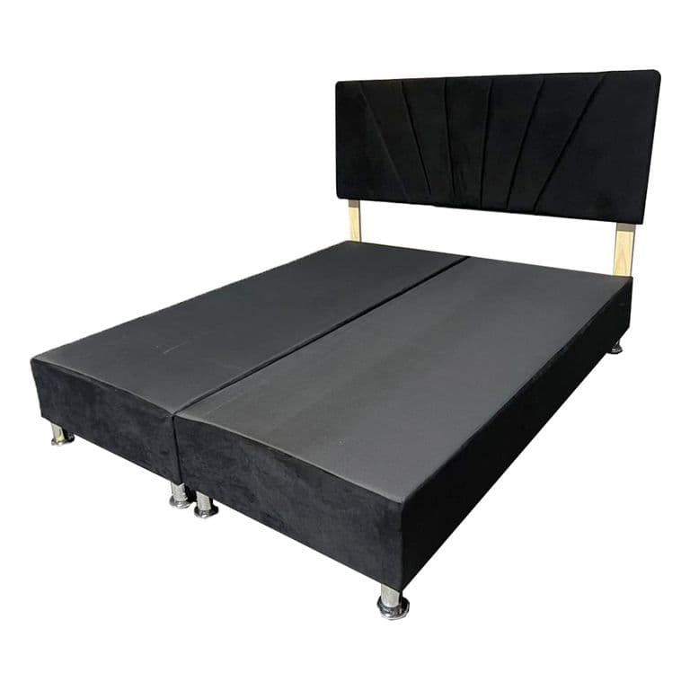 Base HVM Americana Dividida 2 Plazas Pmetal + Respaldo Negro