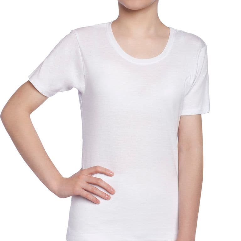 Camiseta Algodon Juvenil Manga Corta Blanco Blanco 14