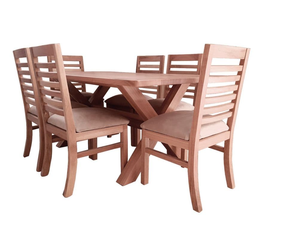 Comedor 6 Sillas Cruz Palillo Tapiz Beige