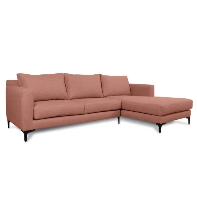 SECCIONAL KAILE CHENILLE TIPO LINO VERDE Rosa palo