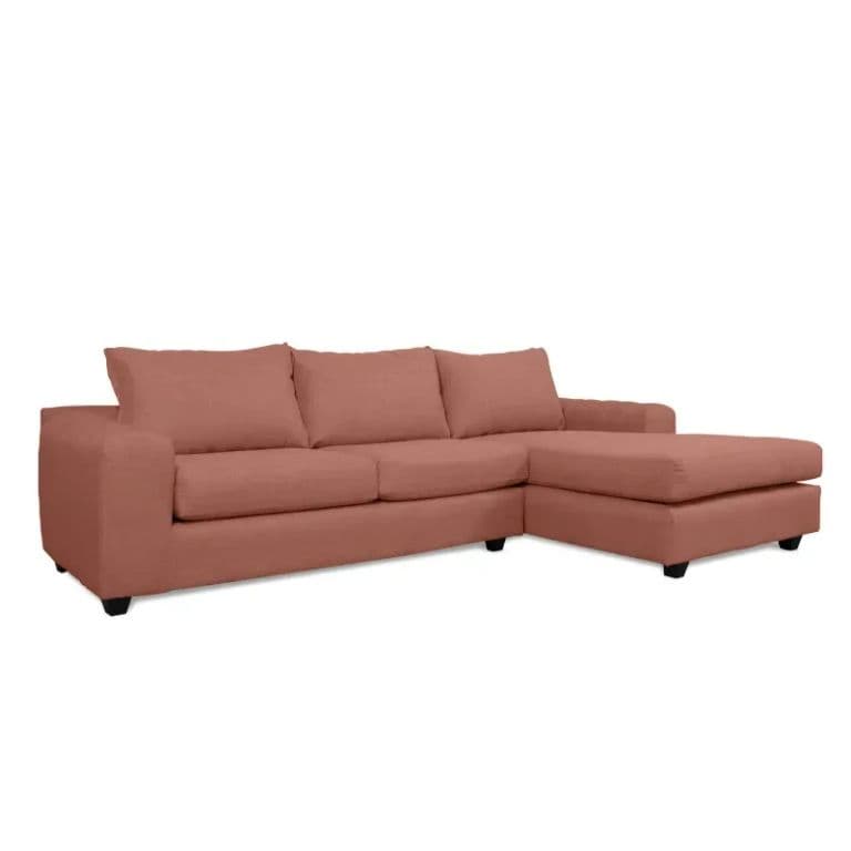 SECCIONAL KANDRA CHENILLE TIPO LINO Rosa palo