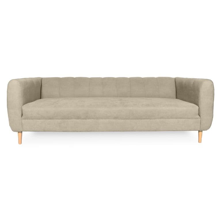 SOFA LYNETTE CHENILLE TIPO LINO BEIGE 3 CUERPOS