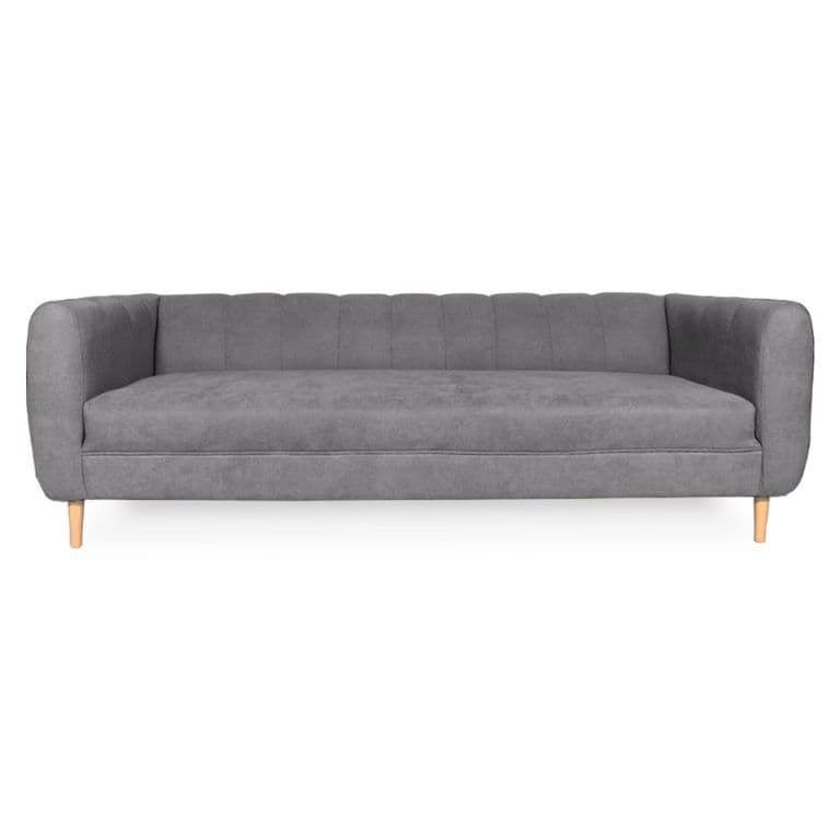 SOFA LYNETTE CHENILLE TIPO LINO GRIS 3 CUERPOS