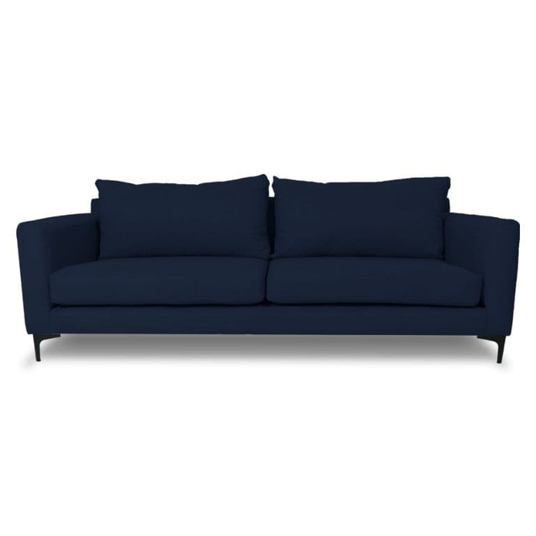 SOFA ALANNA CHENILLE TIPO LINO AZUL 2 CUERPOS