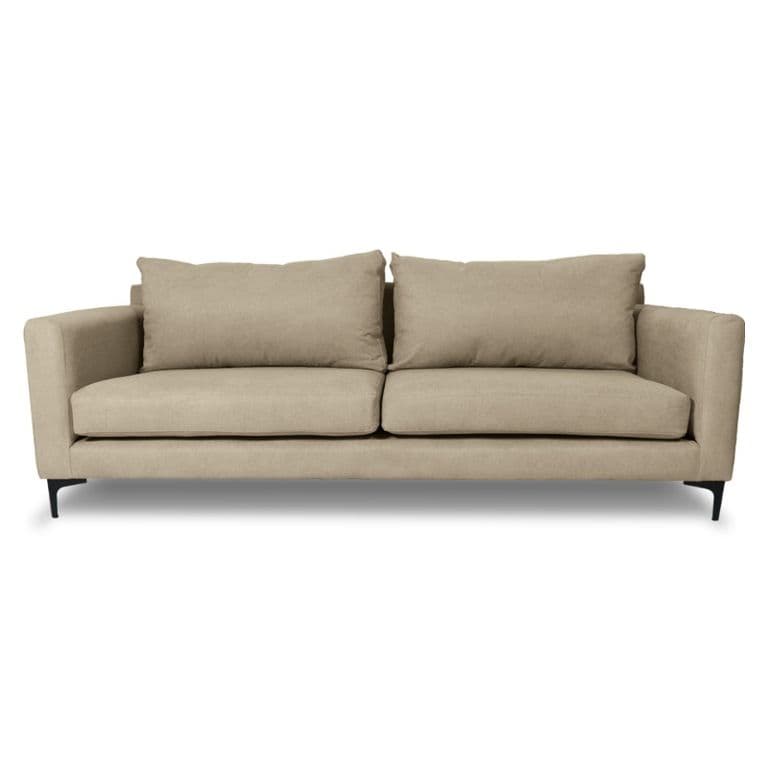 SOFA ALANNA CHENILLE TIPO LINO BEIGE 2 CUERPOS