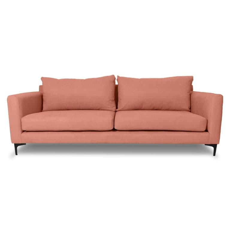 SOFA ALANNA CHENILLE TIPO LINO PALO ROSA 3 CUERPOS