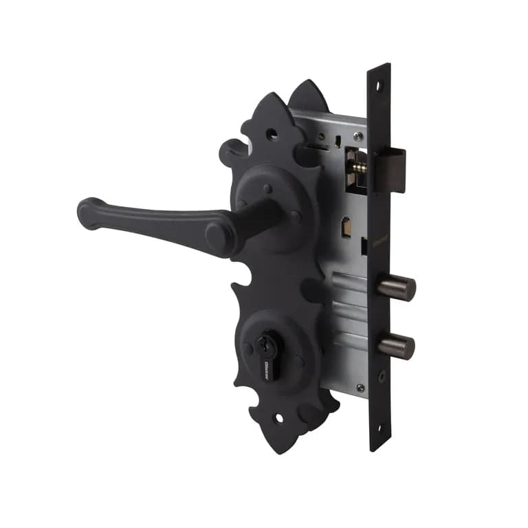 Cerradura Embutir Con Placa Trancura Manilla Interior - Negro