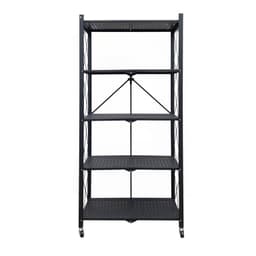Estante Plegable con Ruedas 5 niveles Negro