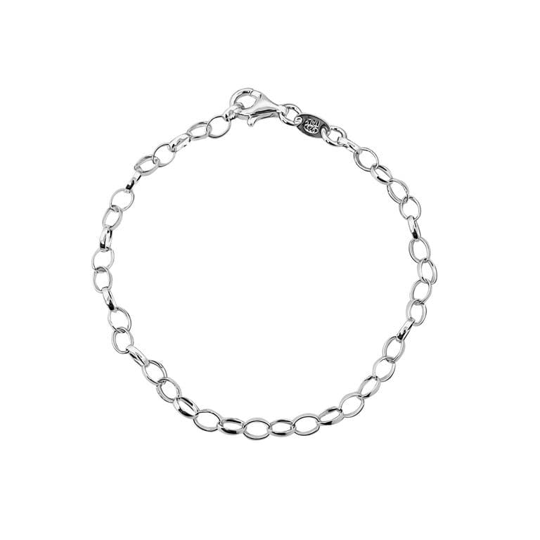 Pulsera Eslabon Ovalo Plata Fina 925 Plateado TALLA UNICA