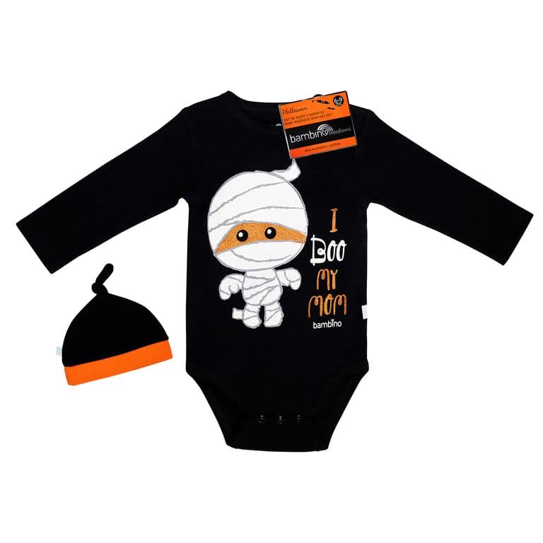 Body Y Gorrito Halloween Momia Nino 6-9 Meses Negro 6-9 MESES