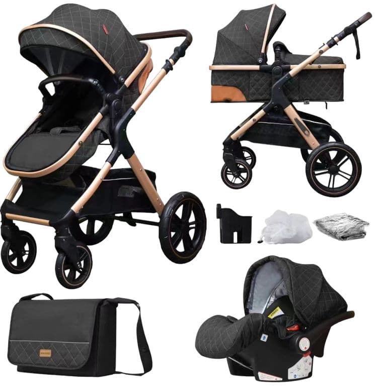 Coche Cuna Bebe 5en1 Plegable Multifuncional y Accesorios