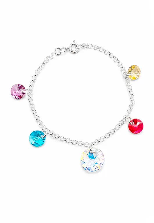Pulsera Nepal Plata 925 Cristal creado con cristales de Swarovski Colores Plateado TALLA UNICA