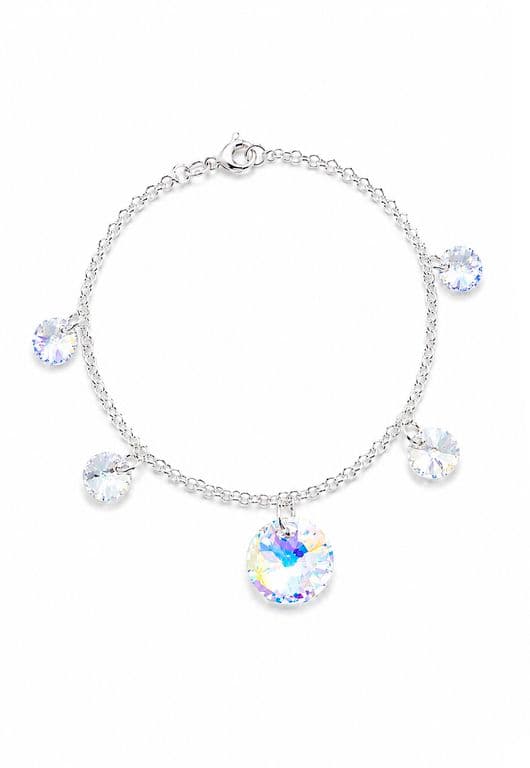 Pulsera Nepal Plata 925 creado con cristales de Swarovski Aurora Boreal Plateado TALLA UNICA