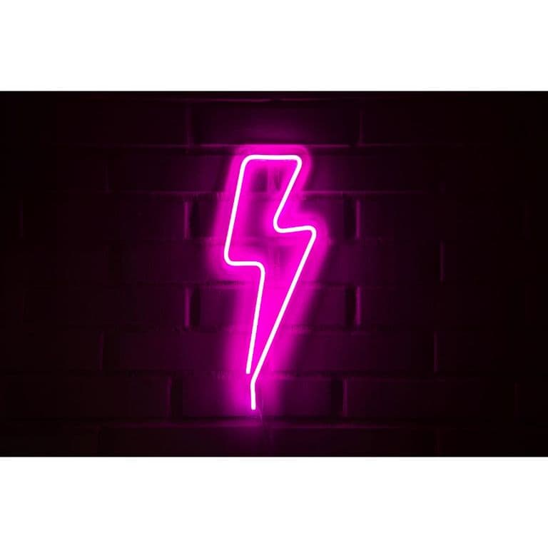 LETRERO ESTILO NEON RAYO GRANDE ROSADOUSB195x51cm