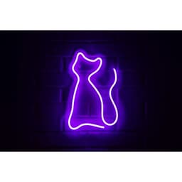 LETRERO ESTILO NEON GATO (MORADO/USB/30X47CM)