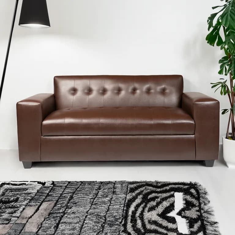 SOFA DOS CUERPOS ECOCUERO MARRON