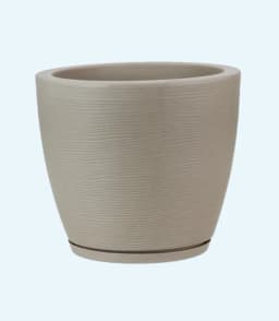 MACETERO BEIGE AMSTERDAM 28CM ALTO CON PLATO.