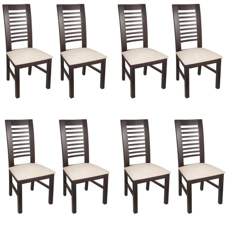 PACK 8 SILLAS LUCIANA MADERA COLOR CHOCOLATE TAPIZ BEIGE JASPEADO