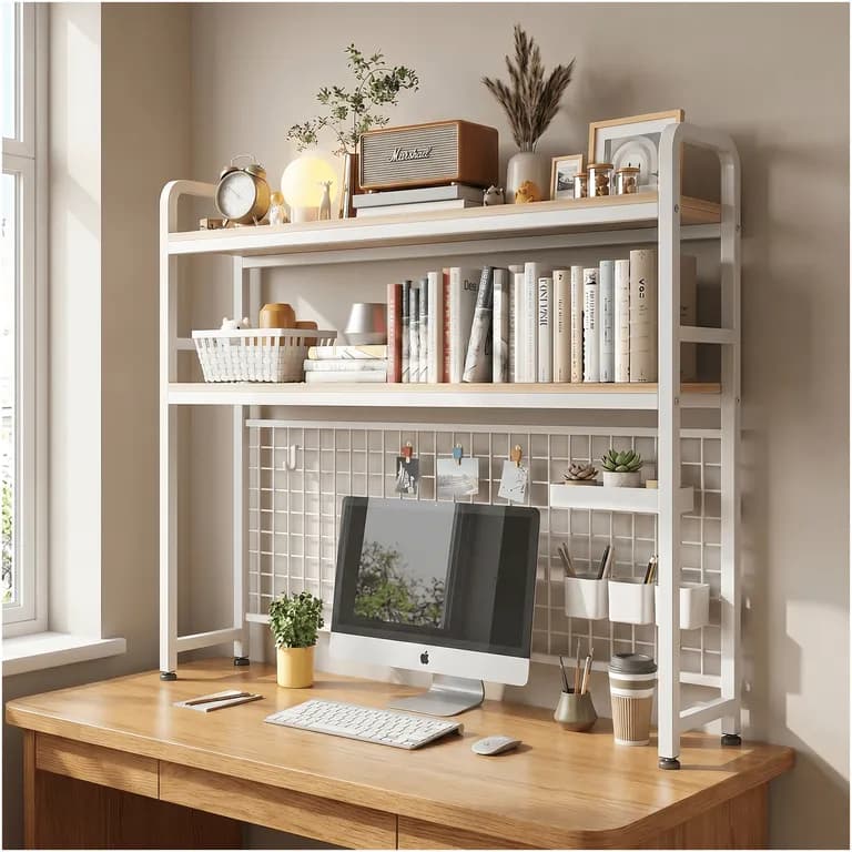 Organizador De Escritorio Multifuncional Con Repisa Metal