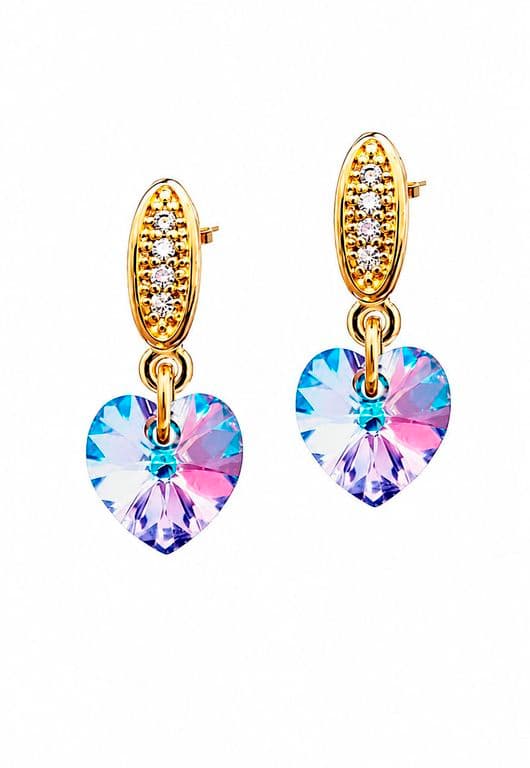 Aros Romance Gold 24K creado con cristales de Swarovski Vitral Light Violeta TALLA UNICA