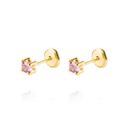 Aros de Oro 18kt Piedra de Amatista 3mm Amarillo 3