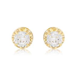 Aros de Oro 18kt Chaton de Circon Circonita 5mm Amarillo 5