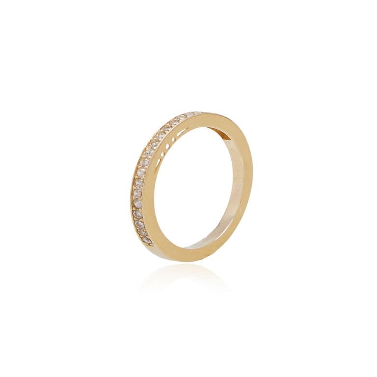 Anillo Compromiso de Oro 18Kt Cintillo Riel Circon Amarillo 14