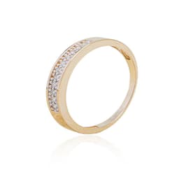 Anillo Compromiso de Oro 18Kt Cintillo Alto Circones Amarillo 14