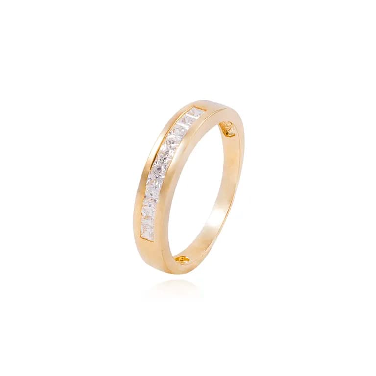 Anillo Compromiso de Oro 18Kt Circon corte Princesa en Riel Amarillo 14