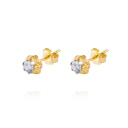 Aros de Oro 18kt Agua Marina de 5mm con Seis grifas Amarillo 5