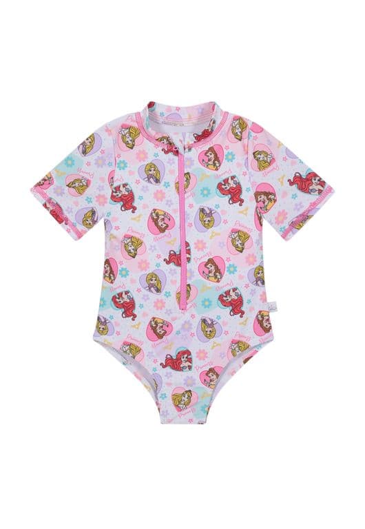 Traje de Bano Bebe Nina Entero Princesa Blanco M/Corta Blanco 9-12 MESES