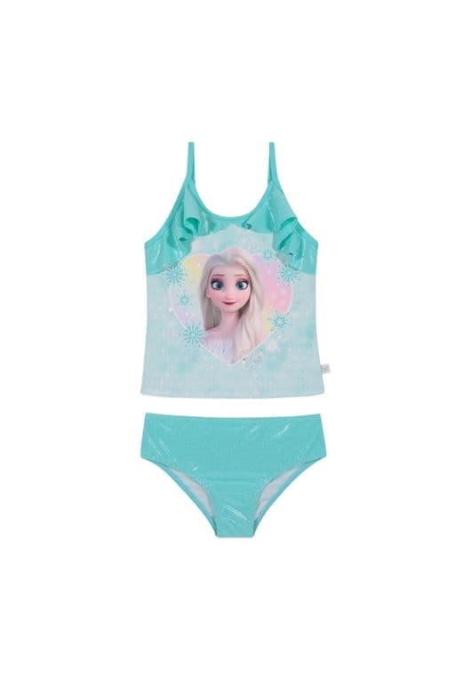 Traje de Bano Nina Tankini Frozen Verde C/Vuelos Verde 3
