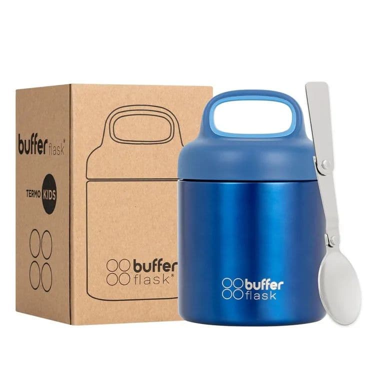 Termo Comida y Liquido Buffer Nino Nina 340ml + Cuchara - Azul